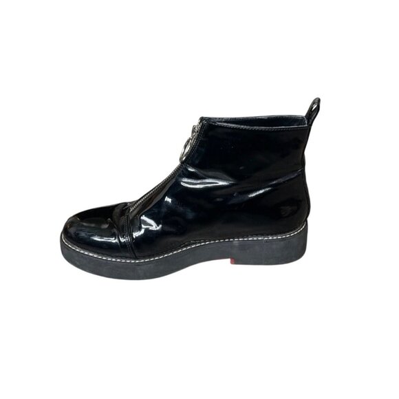 Zara Patent Leather Y2K Combat Boots Size 40 9.5 US Zip Grunge Goth Rock Black - Picture 4 of 10